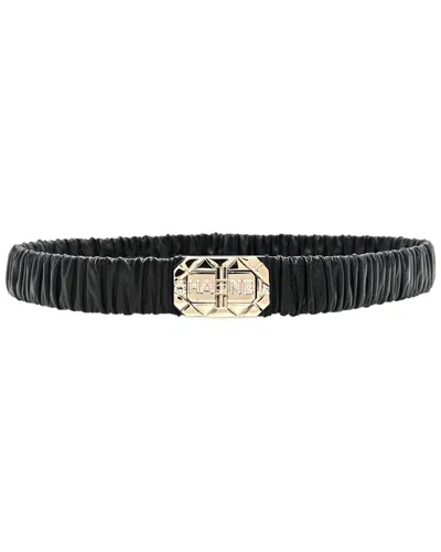 Pre-owned Chanel Ruched Logo Turnlock Leather Belt