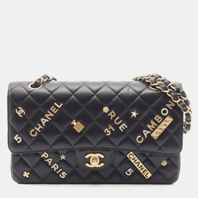 Pre-owned Chanel Rue Cambon Charms Double Flap Black Shoulder Bag