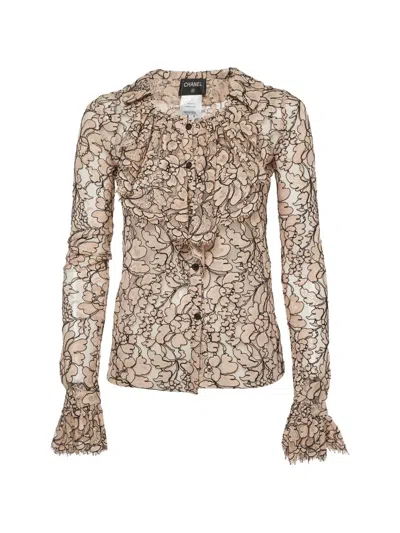 Pre-owned Chanel Ruffled Lace Shirt In Neutral