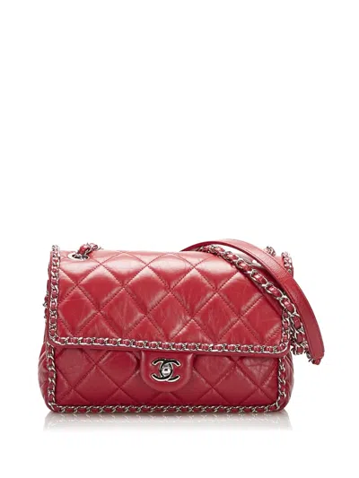 Pre-owned Chanel Running Chain Flap Shoulder Bag In Red