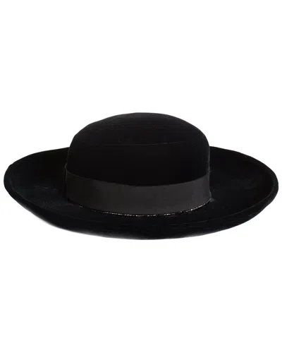 Pre-owned Chanel Runway Black Velvet Wide Brim Hat, Size 57, Nwt (authentic )