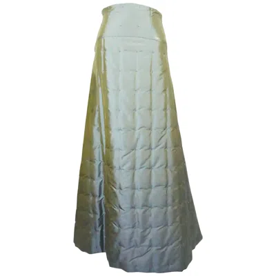 Pre-owned Chanel Runway Fall 1999 Grey Iridescent Quilted Maxi Formal Skirt-size 36 In Gray