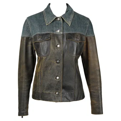 Pre-owned Chanel Runway Leather & Denim Jacket — Fall/winter 2000, Look 38 Size M In Black