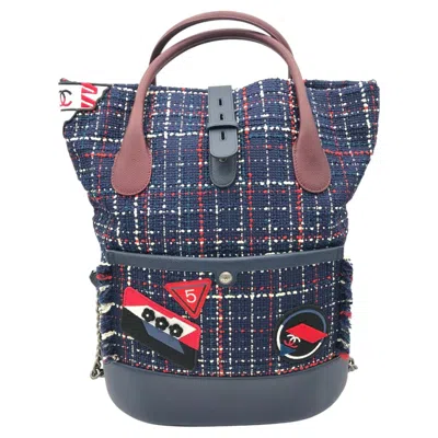 Pre-owned Chanel Runway Limited Edition Airline Tweed Crest Backpack Bag In Black