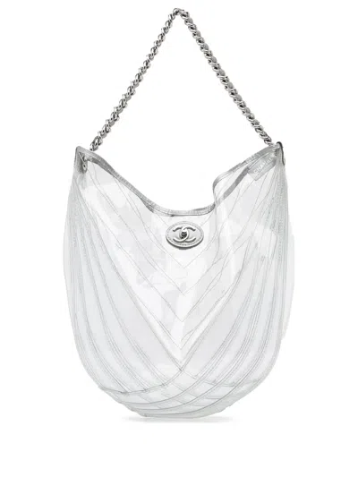Pre-owned Chanel Runway Line Teardrop Bucket Bag In Neutrals