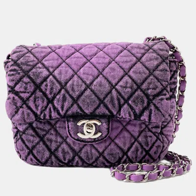 Pre-owned Chanel Runway Mini Denimpression Flap Bag In Purple