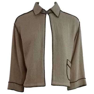 Pre-owned Chanel Runway Spring 1999 Collection Beige Cotton Knit Jacket-size 38 In Brown