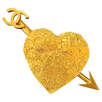 Pre-owned Chanel Runway Spring Summer 1993 Cc Arrow Heart Motif Brooch In Multi