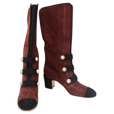 Pre-owned Chanel Russian Collection Bordeaux Boots In Black