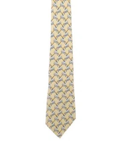 Pre-owned Chanel Sailor Hat Silk Necktie In Yellow
