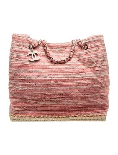 Pre-owned Chanel Saint Tropez Raffia Tote In Pink