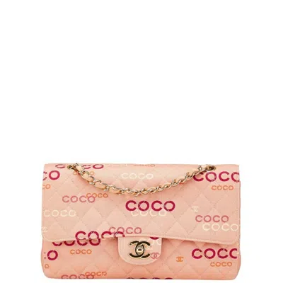 Pre-owned Chanel Salmon Pink Canvas Shoulder Bag () In Multi