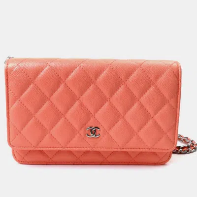 Pre-owned Chanel Salmon Pink Timeless Classic Chain Wallet Shoulder Bag