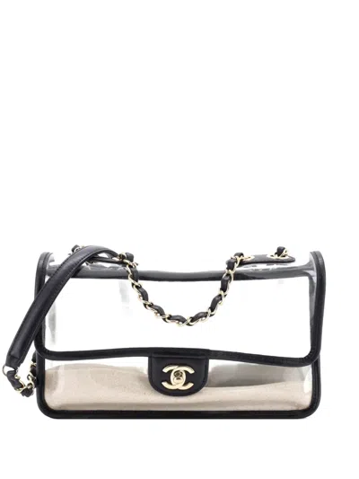 Pre-owned Chanel Sand By The Sea Flap Bag Pvc With Lambskin Medium Shoulder Bag In White