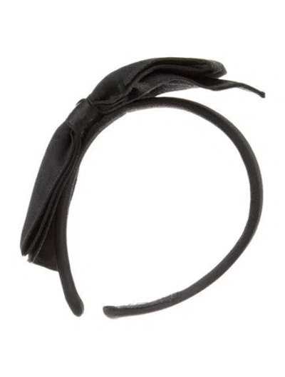 Pre-owned Chanel Satin Bow Headband In Black