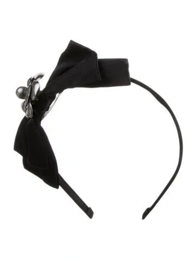 Pre-owned Chanel Satin Bow Headband In Black