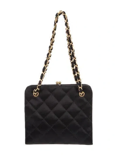 Pre-owned Chanel Satin Frame Shoulder Bag In Black