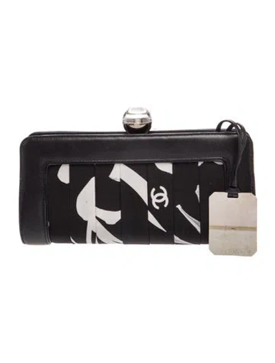 Pre-owned Chanel Satin Pleated Clutch In Black