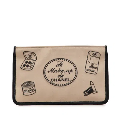 Pre-owned Chanel Satin Pouch () In Sand