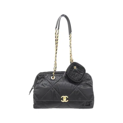 Pre-owned Chanel Satin Shoulder Bag () In Black