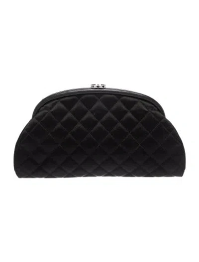 Pre-owned Chanel Satin Timeless Clutch In Black