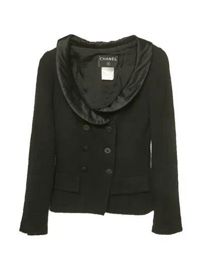Pre-owned Chanel Satin-trim Jacket In Black