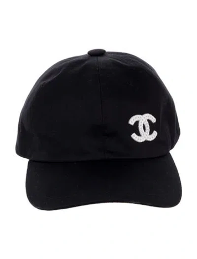 Pre-owned Chanel Sequin Cc Baseball Cap In Black