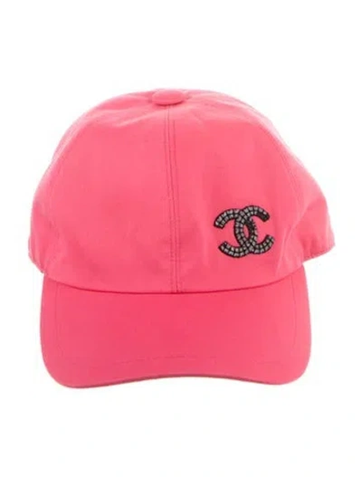 Pre-owned Chanel Sequin Cc Baseball Cap In Pink