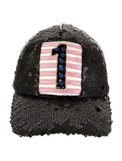 Pre-owned Chanel Sequin Embellished Cc Baseball Cap In Black