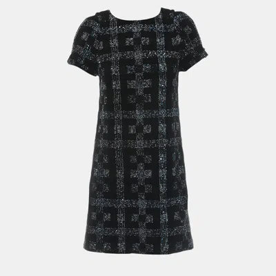 Pre-owned Chanel Sequin Embellished Dress Fr 36 In Black