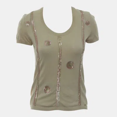 Pre-owned Chanel Sequin Embellished Top It 38 In Sand