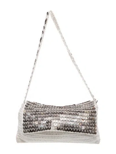 Pre-owned Chanel Sequin Knit Flap Bag In White