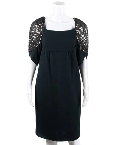 Pre-owned Chanel Sequined Silk-lined Wool Dress, Size Fr 40, Nwt (authentic )