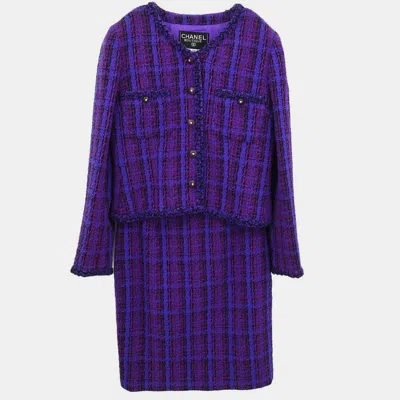 Pre-owned Chanel Setup Suit Jacket Skirt Purple 95a #40