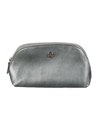 Pre-owned Chanel Sevruga Cc Cosmetic Pouch In Metallic