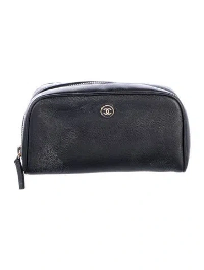 Pre-owned Chanel Sevruga Cosmetic Pouch In Black