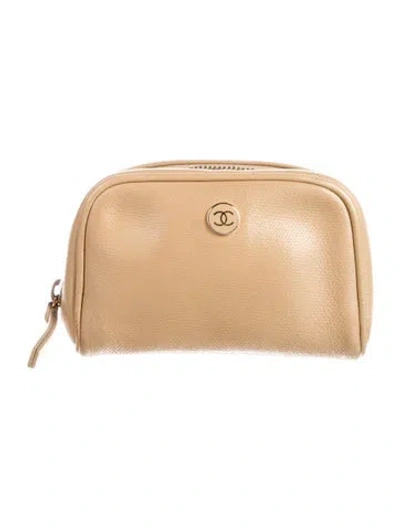 Pre-owned Chanel Sevruga Cosmetic Pouch In Neutral