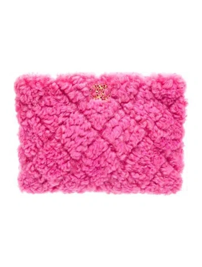 Pre-owned Chanel Shearling 19 O-case Pouch In Pink