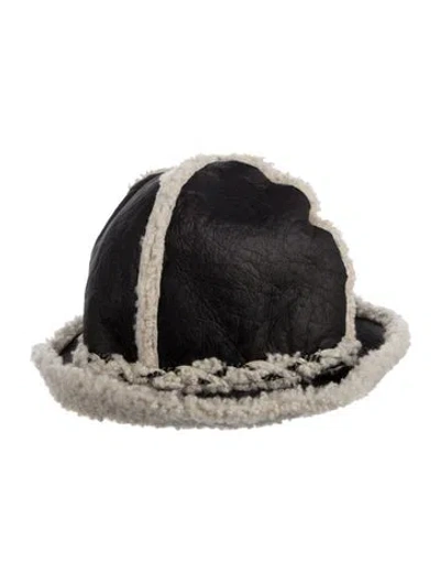 Pre-owned Chanel Shearling Bucket Hat In Black