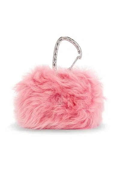 Pre-owned Chanel Shearling Jewel Hook Card Holder In Pink