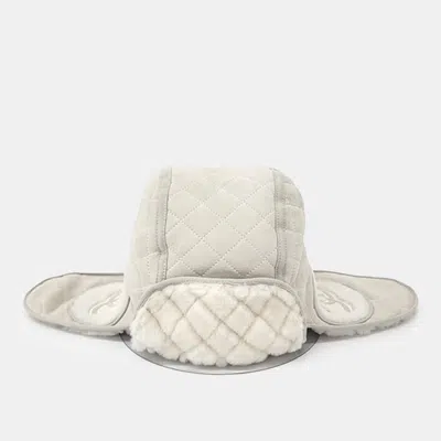Pre-owned Chanel Shearling Trapper Hat In White