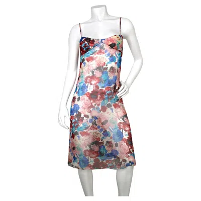Pre-owned Chanel Sheer Floral Print Silk Midi Dress Circa 1999 In Gray