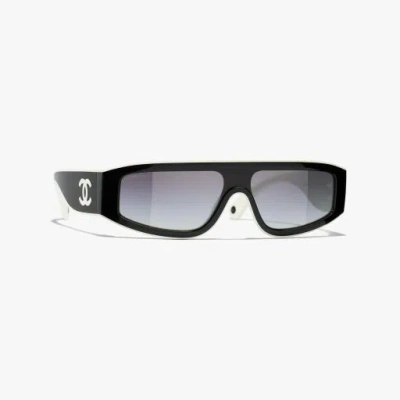 Chanel Shield Sunglasses In Black & White 
