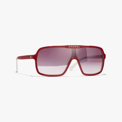 Chanel Shield Sunglasses In Red & White 