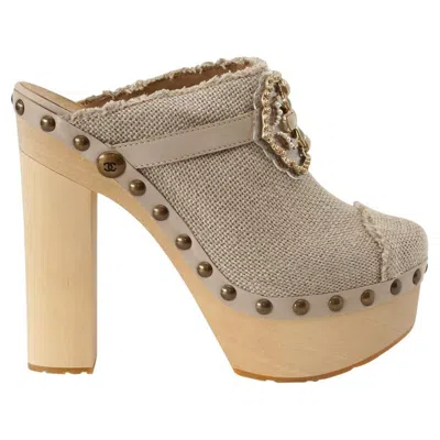Pre-owned Chanel Shoe Platform Clog Limited Edition Jewel Hardware 40.5 / 10.5 New In Brown
