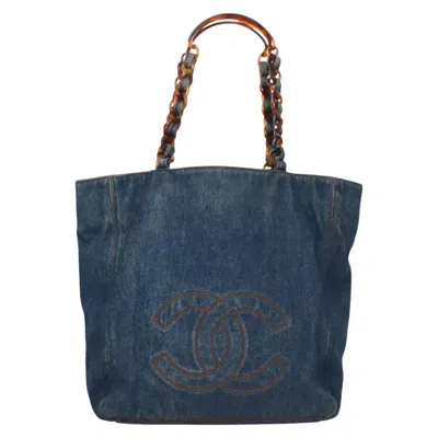 Pre-owned Chanel Shopping Blue Denim - Jeans Tote Bag ()