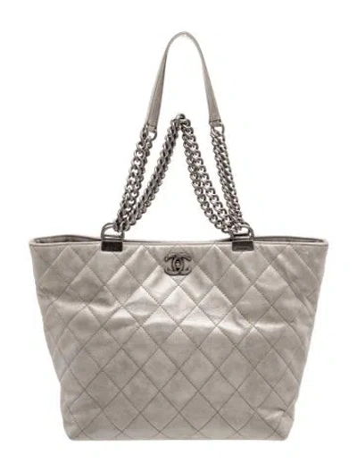 Pre-owned Chanel Shopping In Chains Tote In Gray