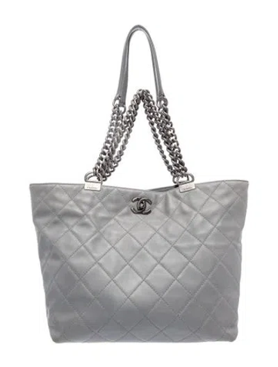 Pre-owned Chanel Shopping In Chains Tote In Gray