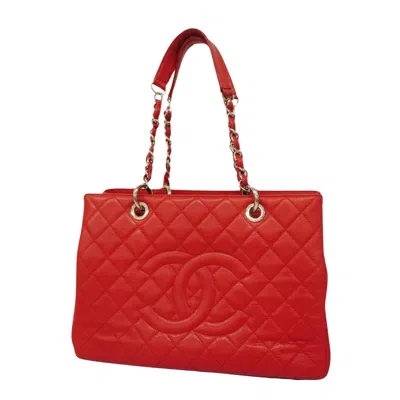 Pre-owned Chanel Shopping Leather Tote Bag () In Red