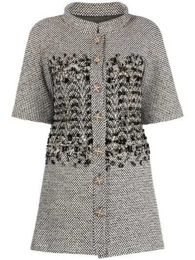 Pre-owned Chanel Short-sleeve Tweed Jacket In White